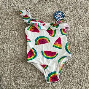 HATLEY Watermelon One Shoulder Ruffle Swimsuit | Size 5